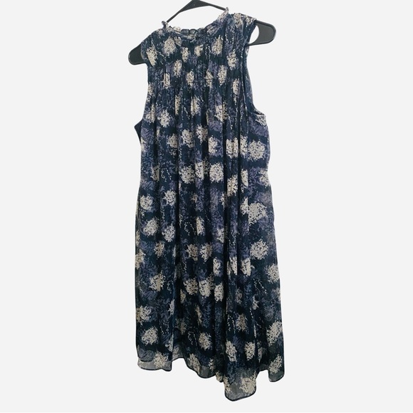 Joie Sleeveless Batik Dress Medium Sleeveless Lined Blue Gray High Neck A Line - Picture 3 of 7